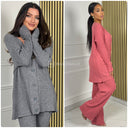 Thick Ribbed 5 Buttons Wide Leg PBT Set