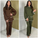Knitwear Round Neck Stripe Details Wide Leg Set