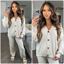 Knitwear V Neck 4 Button Wide Leg Set