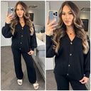 Knitwear V Neck 4 Button Wide Leg Set