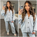 Knitwear V Neck 4 Button Wide Leg Set
