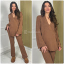 Knitwear Wrap Cardigan Wide Leg Set 15415