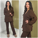 Knitwear Wrap Cardigan Wide Leg Set 15415