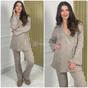 Knitwear Wrap Cardigan Wide Leg Set 15415