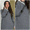 Knitwear Round Neck Maxi Oversized Line Detail 21180