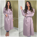 Leatherlook Tie Belt Buttons Trenhcoat