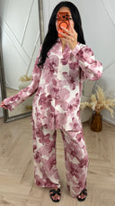 Bloemenprint Blouse Set met Wide Leg Broek – MT5901