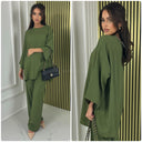 Langärmliges Basic-Set aus Streifenmaterial mit weitem Bein