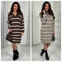 Knitwear Long Dress Striped Zipper Detail