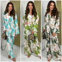 2psc Set Marble Print Tie Belt Vest Wide Legs