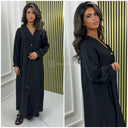 Maxi-Übergroßes Satin-Blusenkleid mit goldenen Knöpfen