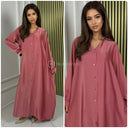 Maxi Oversized Satin Blouse Dress Golden Butons
