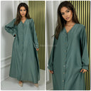 Maxi-Übergroßes Satin-Blusenkleid mit goldenen Knöpfen