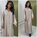 Maxi Oversized Satin Blouse Dress Golden Butons
