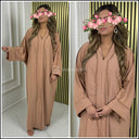 Mid Line Double Golden Seam V Neck Abaya