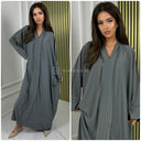 Abaya mit V-Ausschnitt und doppelter goldener Naht in der Mitte