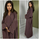 Mid Line Double Golden Seam V Neck Abaya