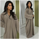 Mid Line Double Golden Seam V Neck Abaya