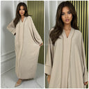Mid Line Double Golden Seam V Neck Abaya
