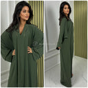 Mid Line Double Golden Seam V Neck Abaya