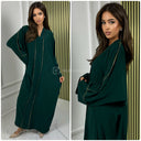 Mid Line Double Golden Seam V Neck Abaya