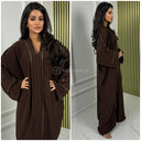 Abaya mit V-Ausschnitt und doppelter goldener Naht in der Mitte