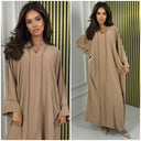 Mid Line Double Golden Seam V Neck Abaya