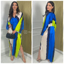 Multicolor Oversized Dress Splits V Neck