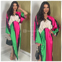 Multicolor Oversized Dress Splits V Neck