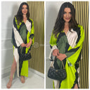 Multicolor Oversized Dress Splits V Neck