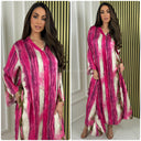 Multicolor V Neck Silk Maxi
