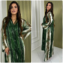 Multicolor V Neck Silk Maxi