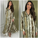 Multicolor V Neck Silk Maxi