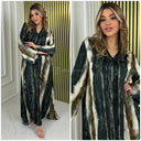 Multicolor V Neck Silk Maxi