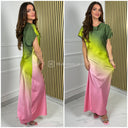 Satin Dress Multicolor Short Sleeve