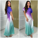 Satin Dress Multicolor Short Sleeve