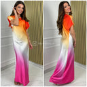 Satin Dress Multicolor Short Sleeve