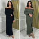 Off Shoulder Knitwear Maxi Dress Splits