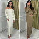 Off Shoulder Knitwear Maxi Dress Splits