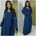 One Piece Wrap Tie Belt Basic Dress Fully Covered