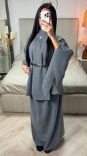 Oversized Belt Poncho + Skirt Set