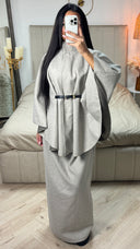 Oversized Belt Poncho + Skirt Set