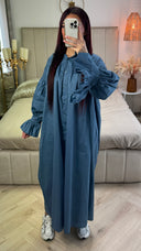 Oversized Maxi Blouse Pleated Detail