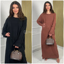 Übergroßes, dickes, superweiches Maxikleid mit Rundhalsausschnitt, extra lang