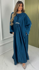 Oversized Satin Dress Flower Brooch Detail