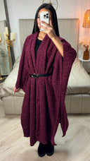 Oversized Teddy Maxi Belt Poncho