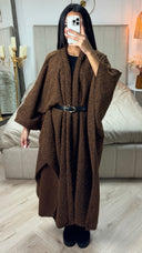 Oversized Teddy Maxi Belt Poncho