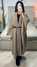 Oversized Teddy Maxi Belt Poncho