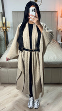Oversized Teddy Maxi Belt Poncho