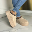 Famous 5CM Platform Taswoman Beige S320